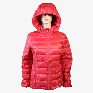 WEATHERPROOF Women's Hooded Puffer Jacket, Red, M